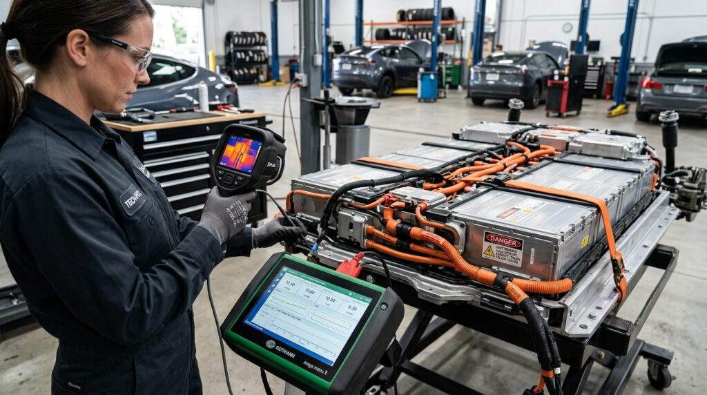 Professional 16:9 stock photo of electric vehicle high-volta